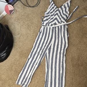 Chelsea & Theodore Blue and White Striped Jumpsuit